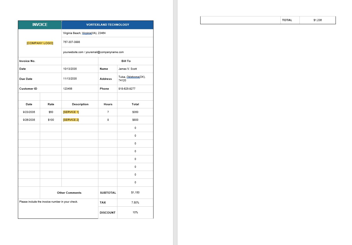 IT Consulting Invoice Template PSD template